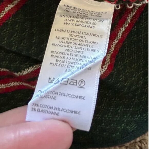 Free People NWT sweater polo green red holiday pattern top size M - Picture 7 of 7